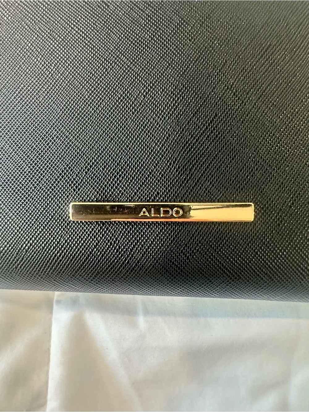 Aldo Black Wristlet Clutch with Gold Accent Bar